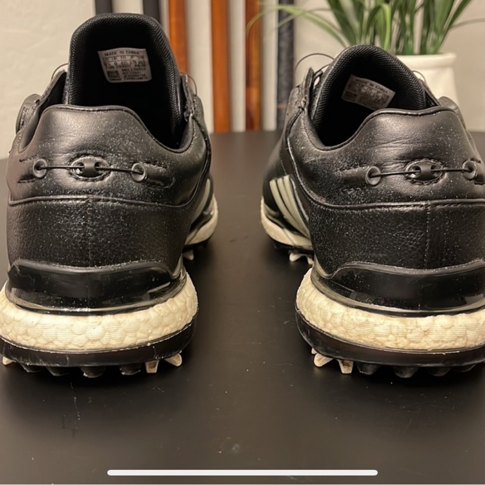 Adidas Men's Black and White Athletic Golf Shoes - Picture 4 of 10